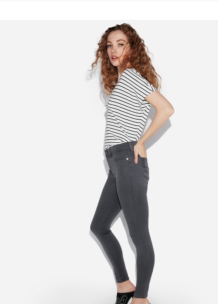 Express Mid Rise Off Blk Jean Leggings